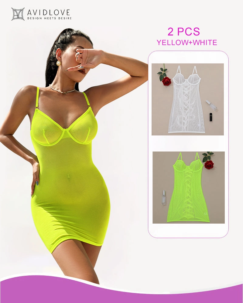 2 Packs Backless Lace-Up Mini Dresses