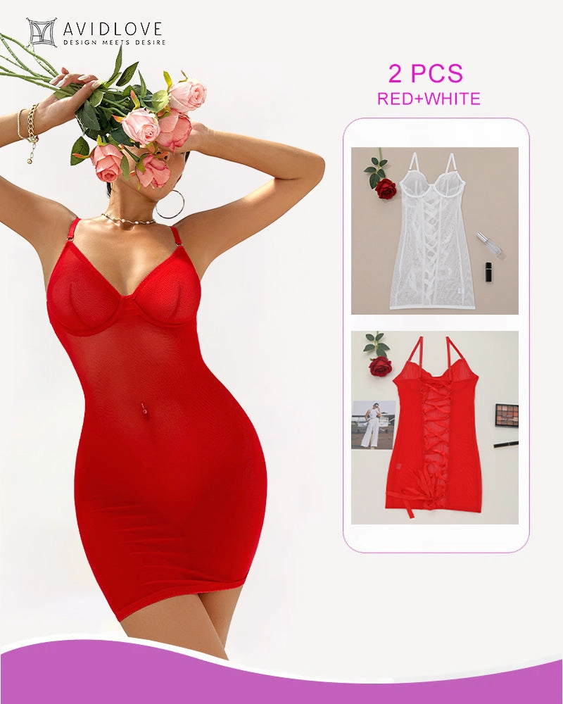 2 Packs Backless Lace-Up Mini Dresses