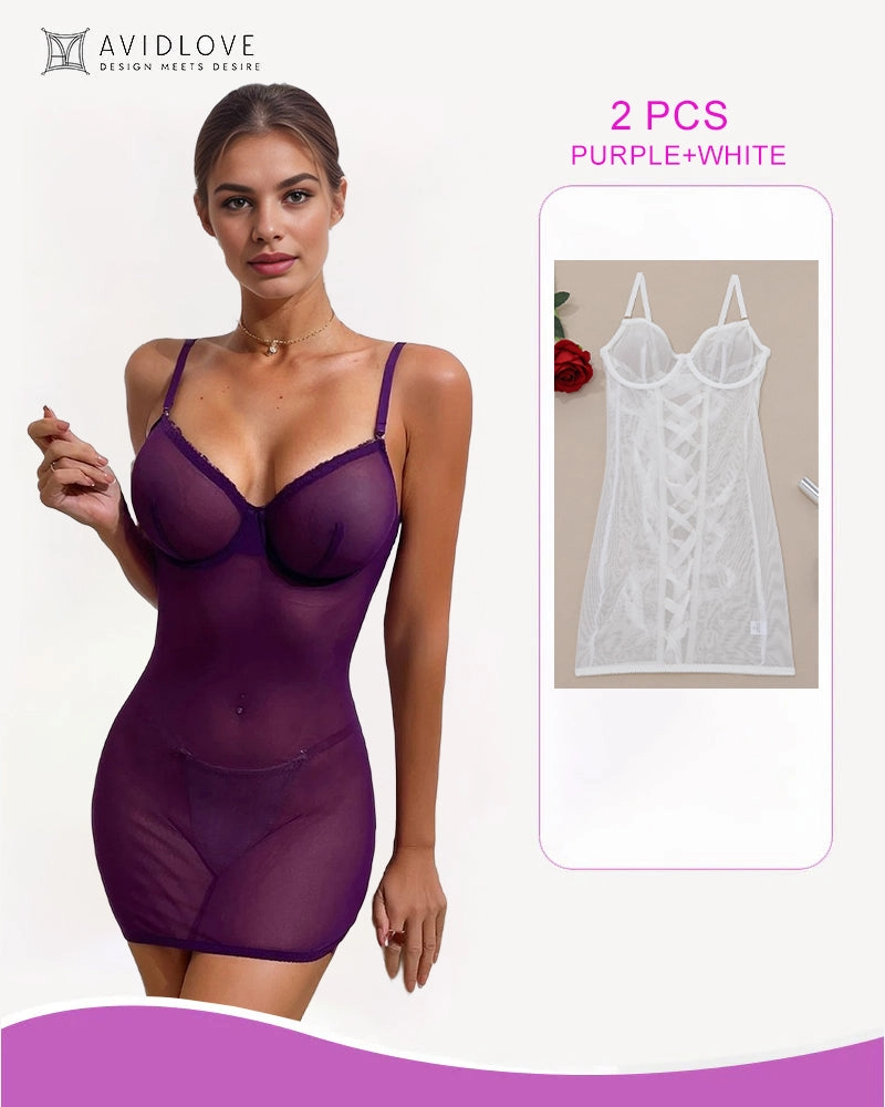 2 Packs Backless Lace-Up Mini Dresses