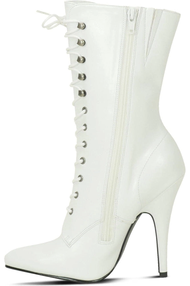 6375-Granny Mid Calf Ankle Boot | Faux Leather
