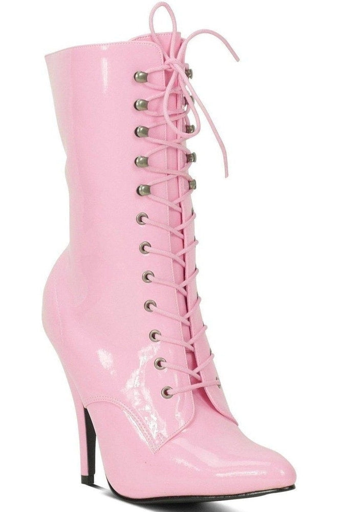 6375-Granny Mid Calf Ankle Boot | Pink Patent