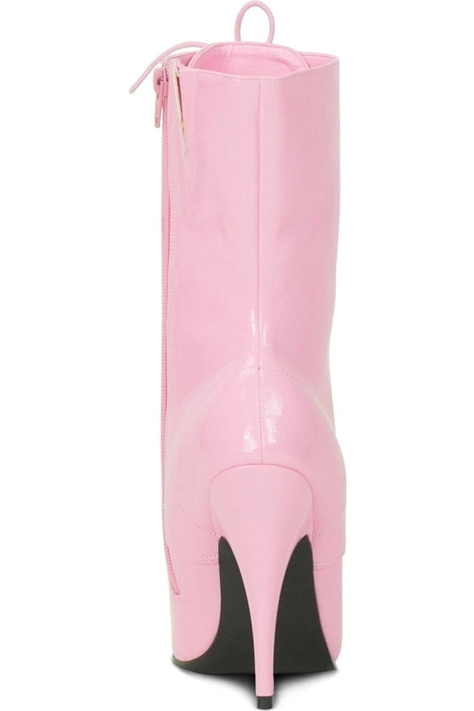 6375-Granny Mid Calf Ankle Boot | Pink Patent