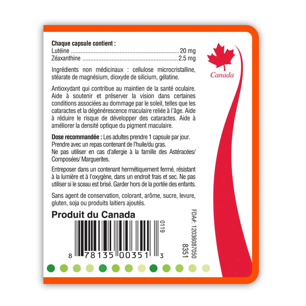 BILL Natural Sources® Lutein Plus Zeaxanthin Maximum Strength 100 Capsules