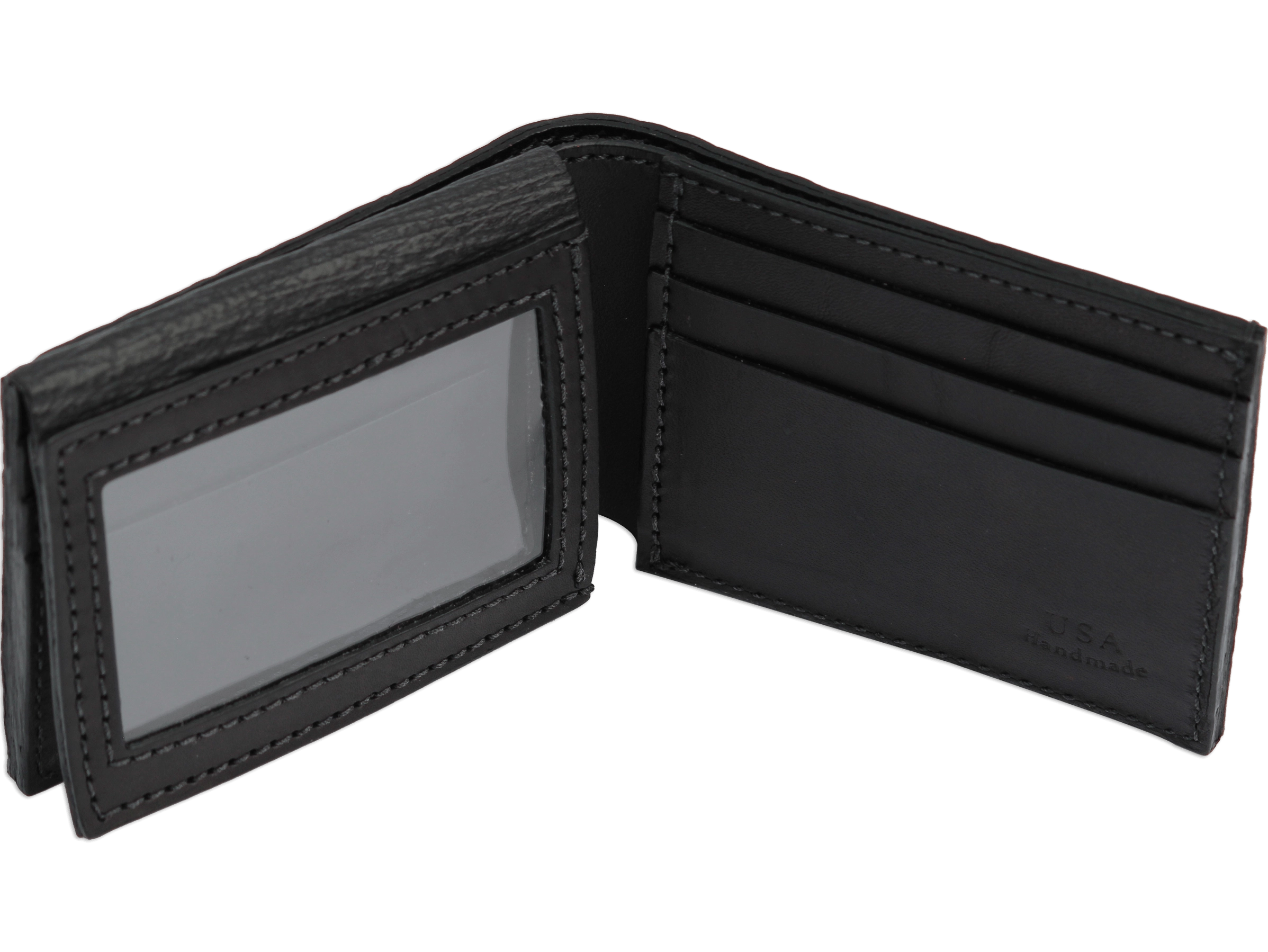 Black Shark Luxury Designer Exotic Bifold Wallet With Flip Up ID Window