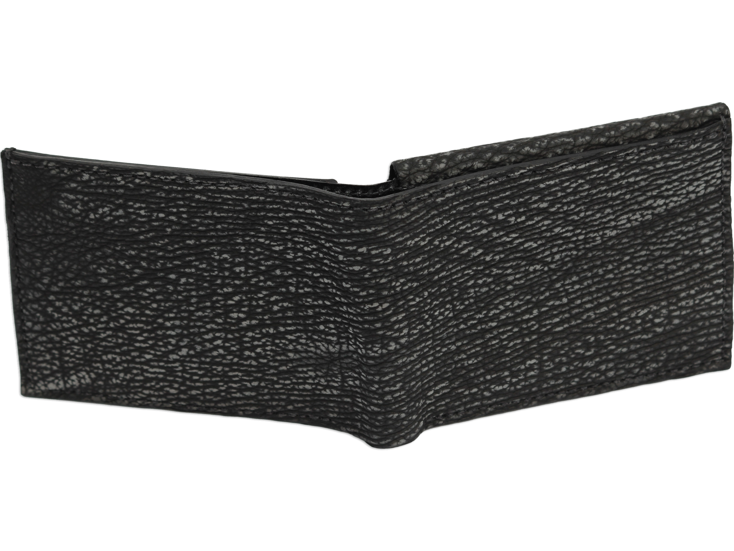 Black Suede Shark Luxury Designer Exotic Bifold Wallet With Flip Up ID Window