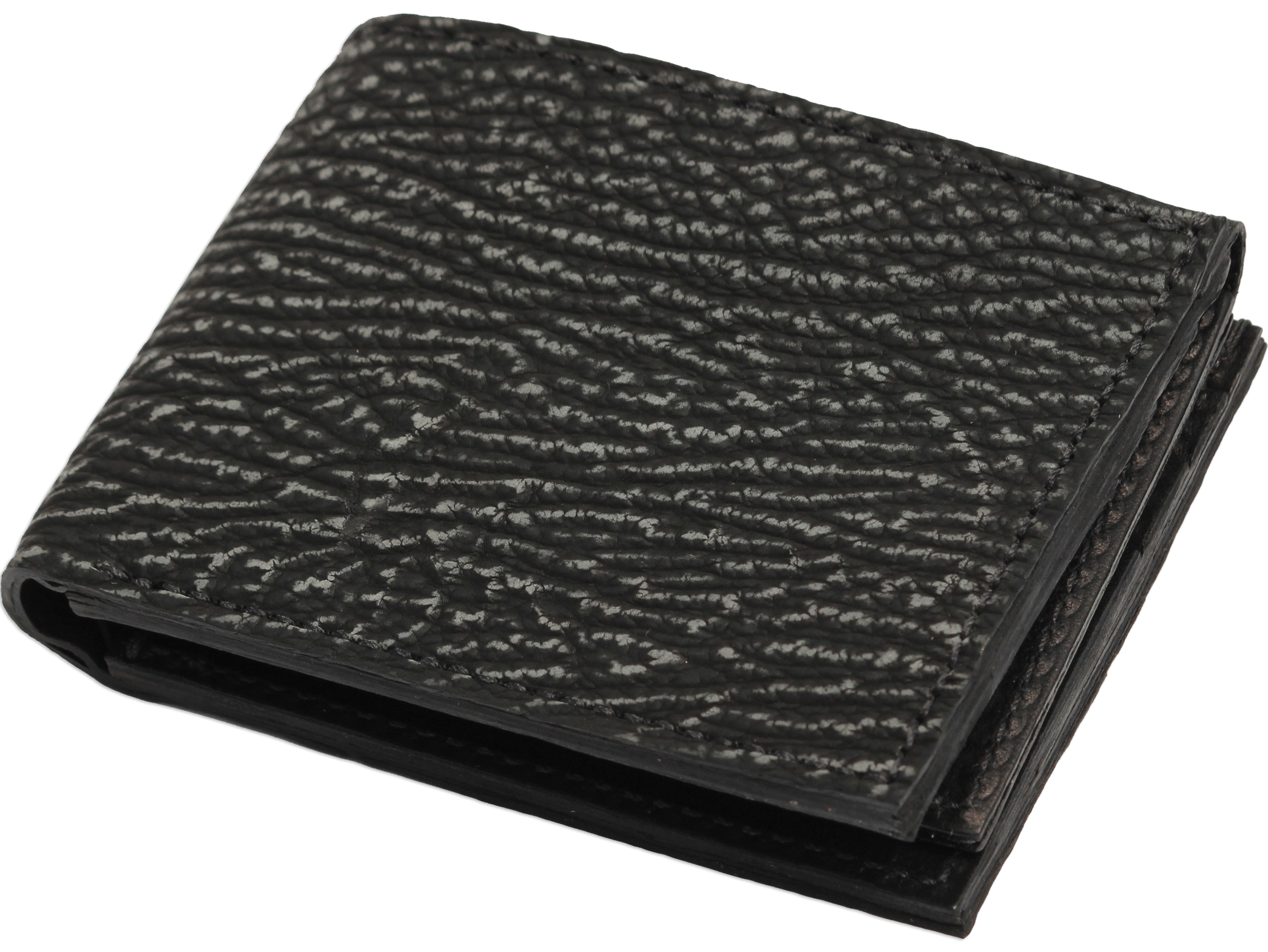 Black Suede Shark Luxury Designer Exotic Bifold Wallet With Flip Up ID Window