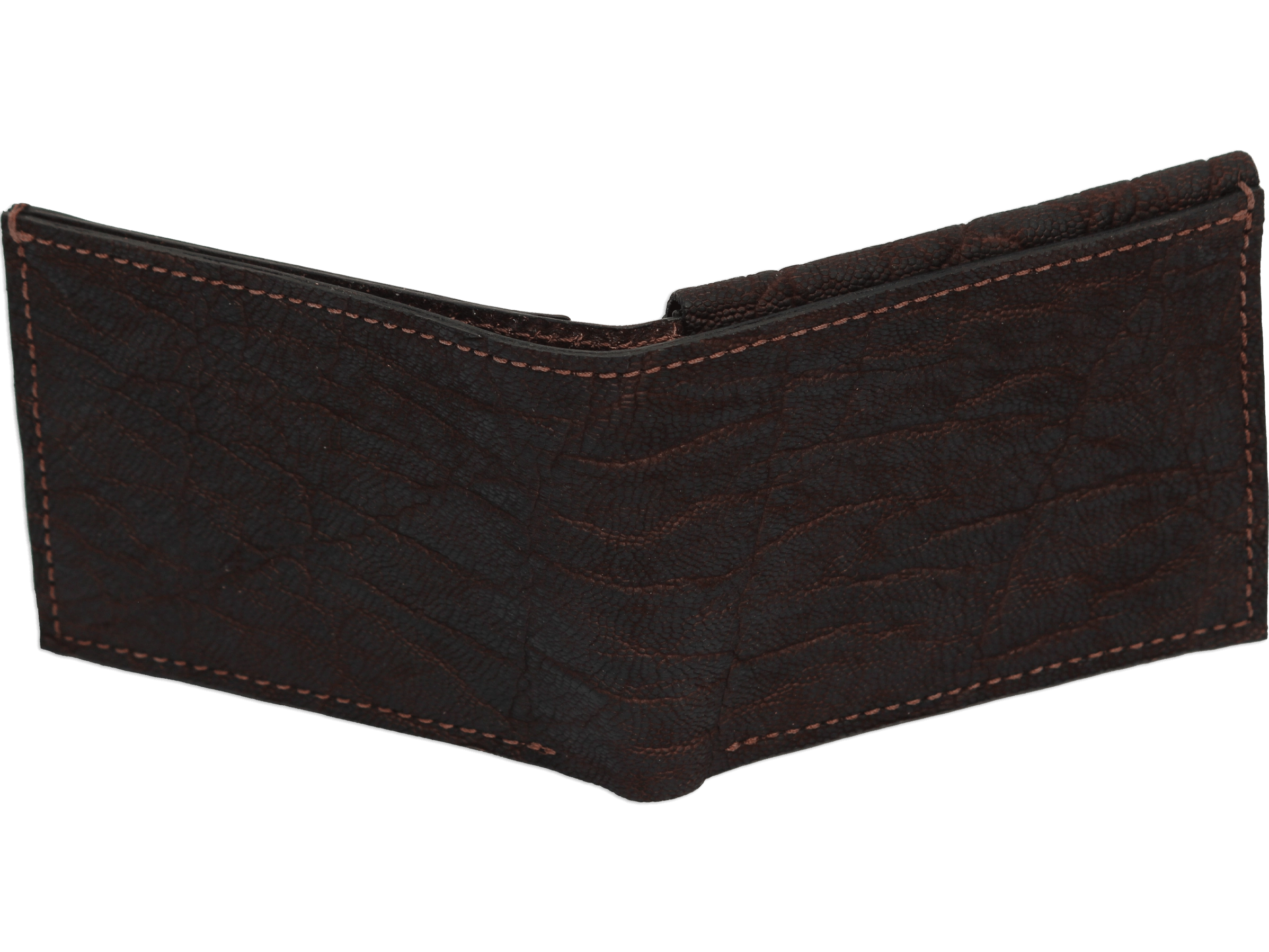 Dark Brown Elephant Luxury Designer Exotic Bifold Wallet With Flip Up ID Window