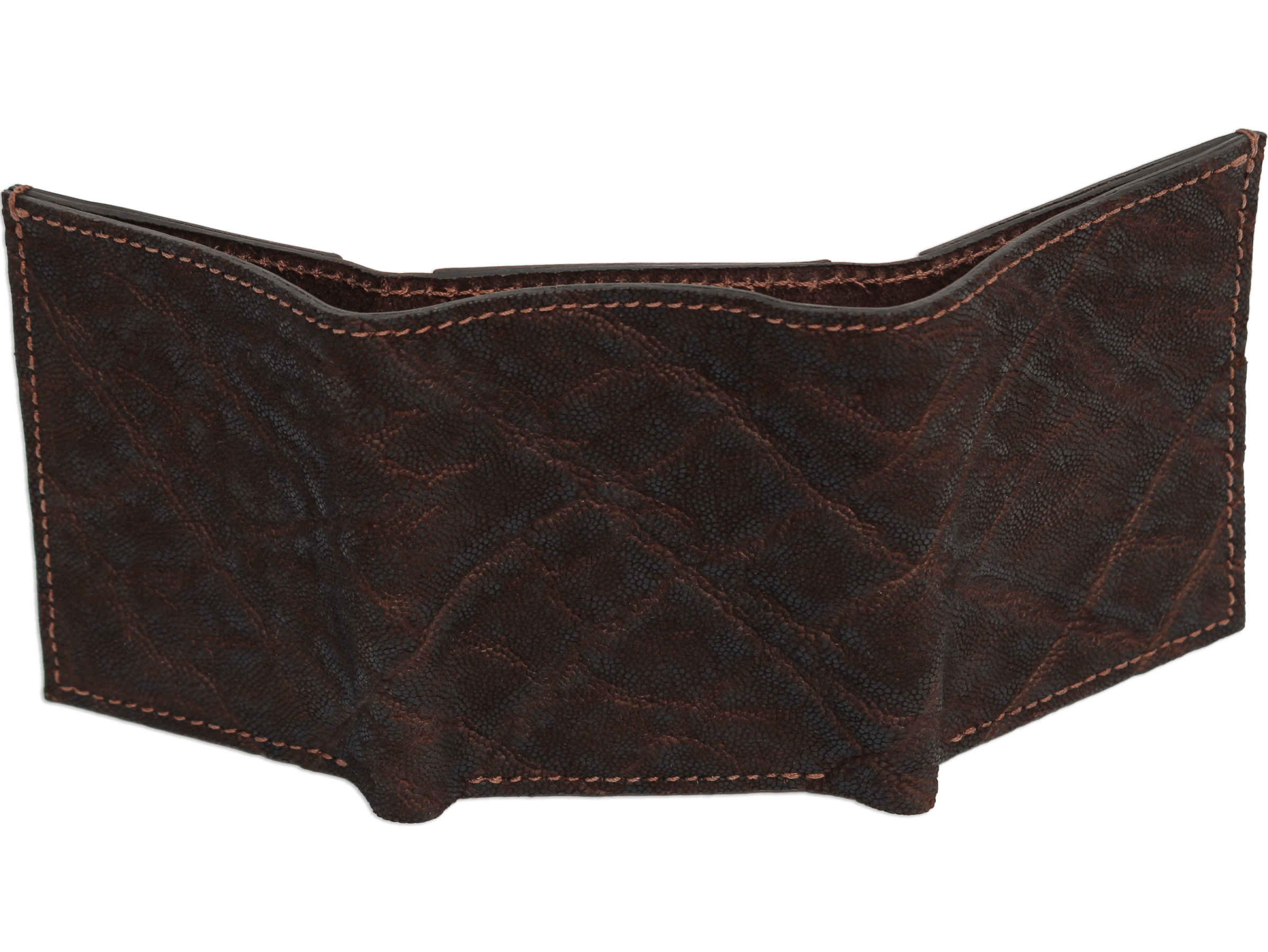 Dark Brown Elephant Luxury Designer Exotic Trifold Wallet With ID Window