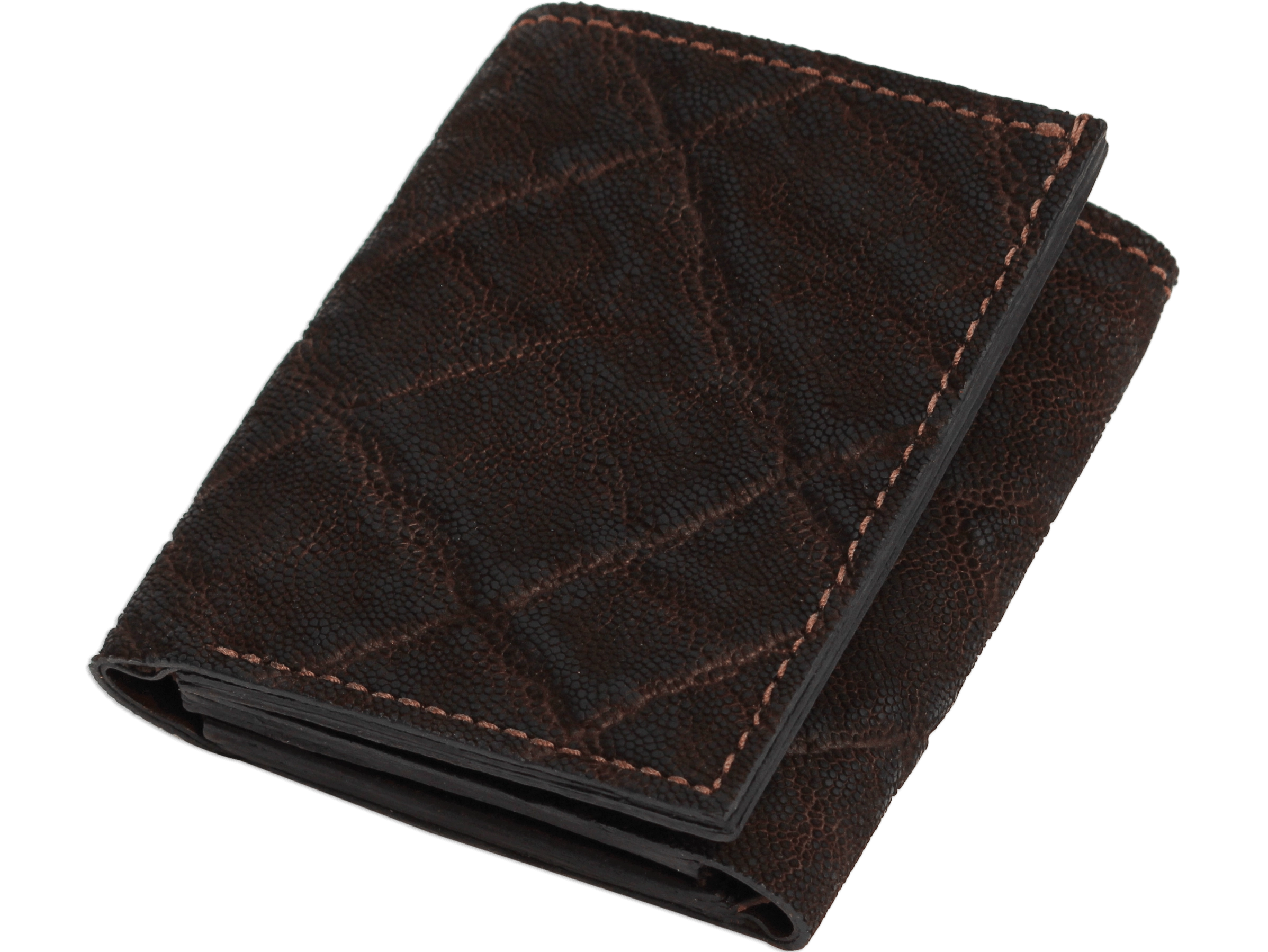 Dark Brown Elephant Luxury Designer Exotic Trifold Wallet With ID Window