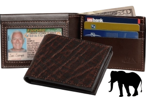 Dragon Fire Elephant Luxury Designer Exotic Bifold Wallet With Flip Up ID Window