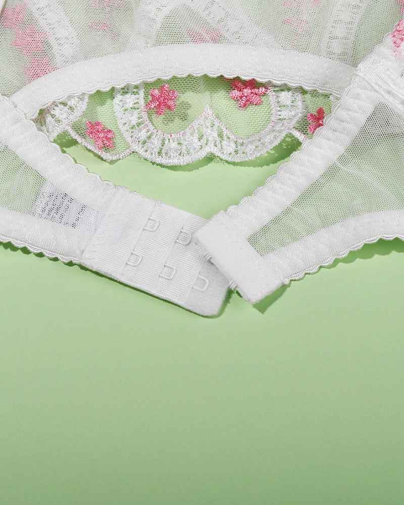 Embroidered Lace Heart Shape Lingerie Set