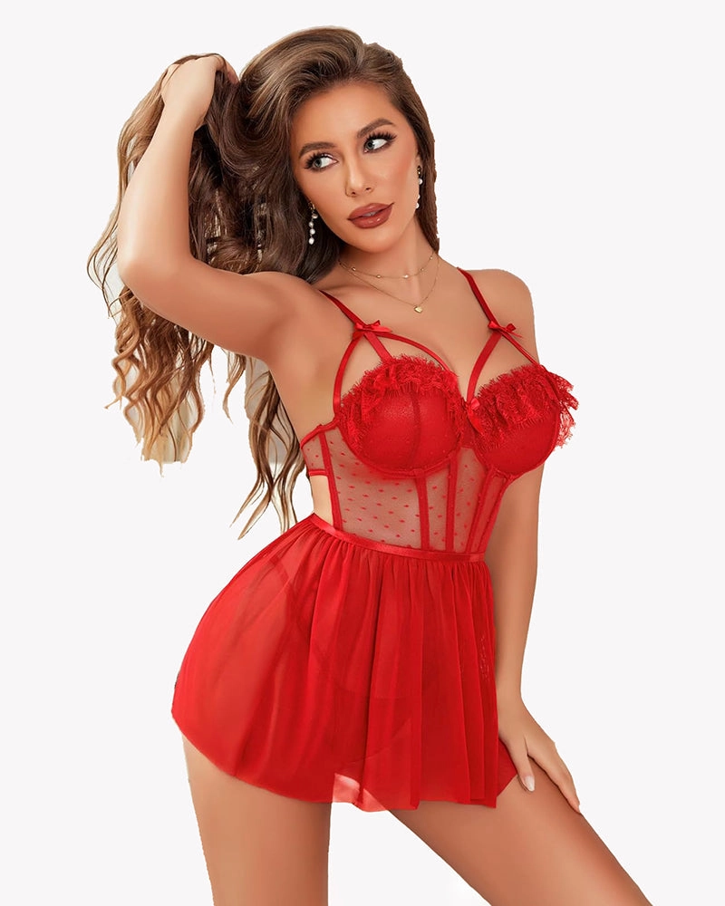 Fairy Lingerie Mesh Lace Push Up Nightgown