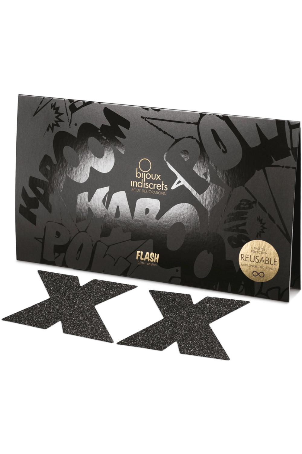 Flash Glitter Cross Pasties Black