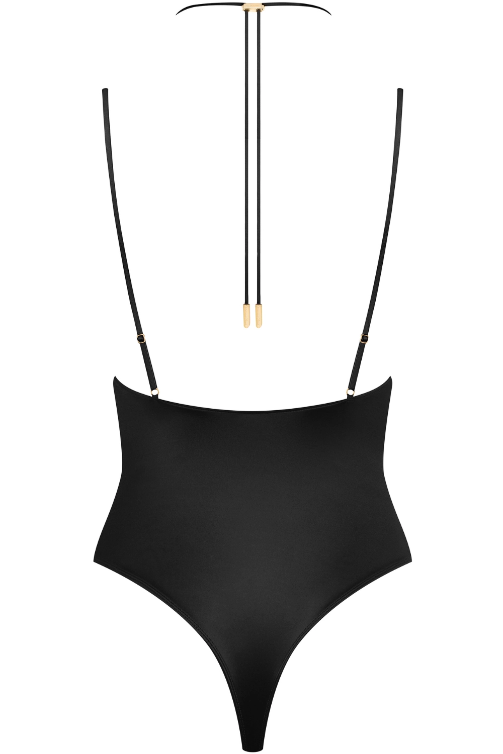 French Kiss Strap Thong Bodysuit Black