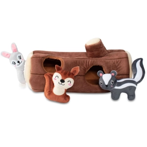 Fringe Log and Forest Animals Burrow Brown Dog Toys