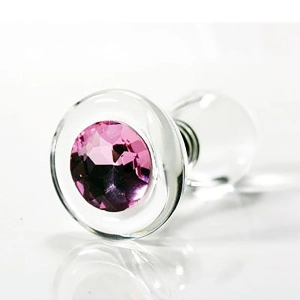 Glass Erotic Play Pink Jewel Anal Plug