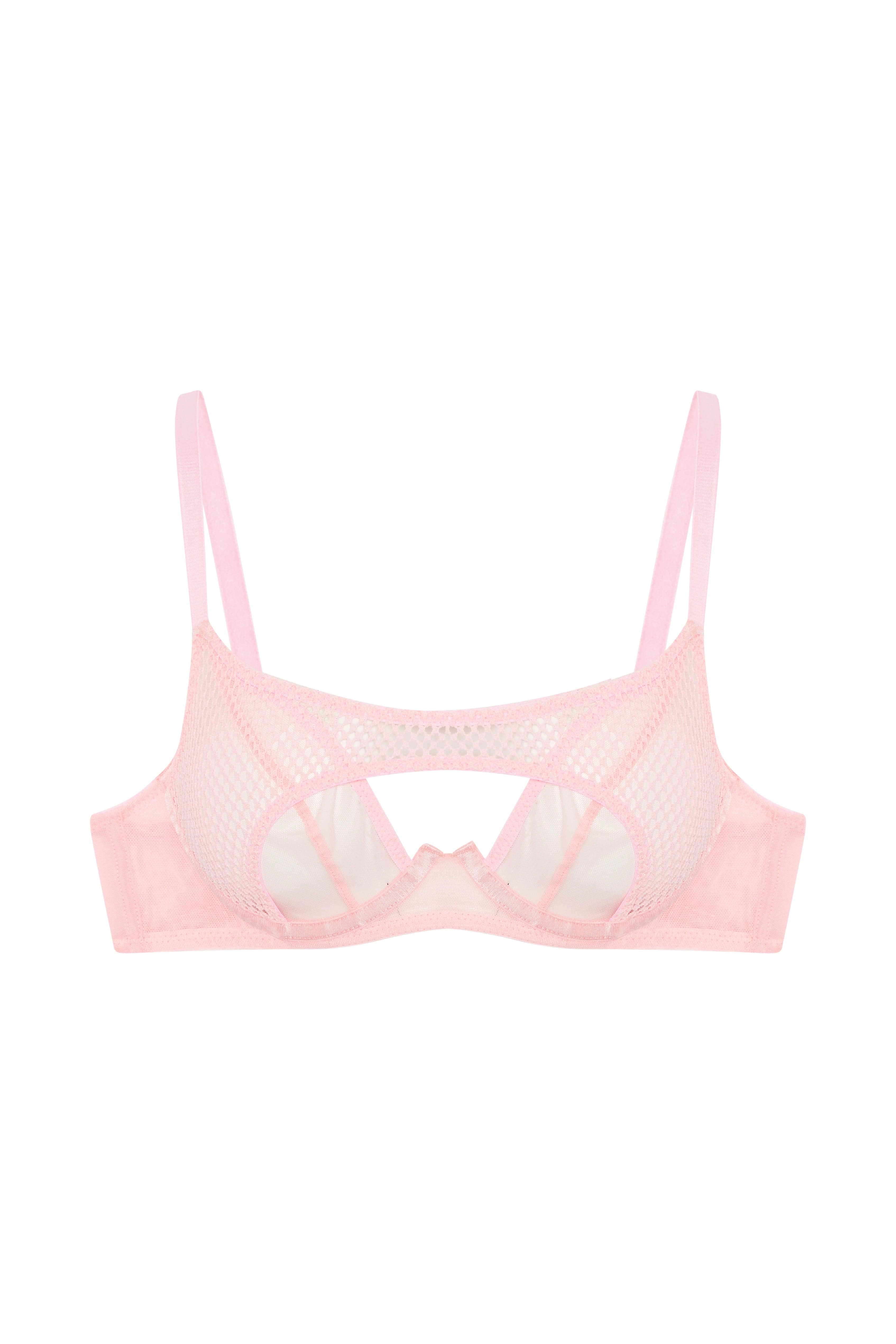 Greta Pink Cut Out Fishnet Bra
