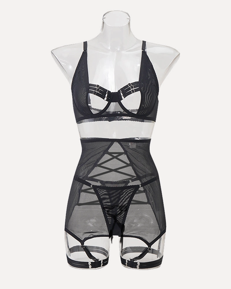 Hollow Out Tops and Skirt Sets with Gloves