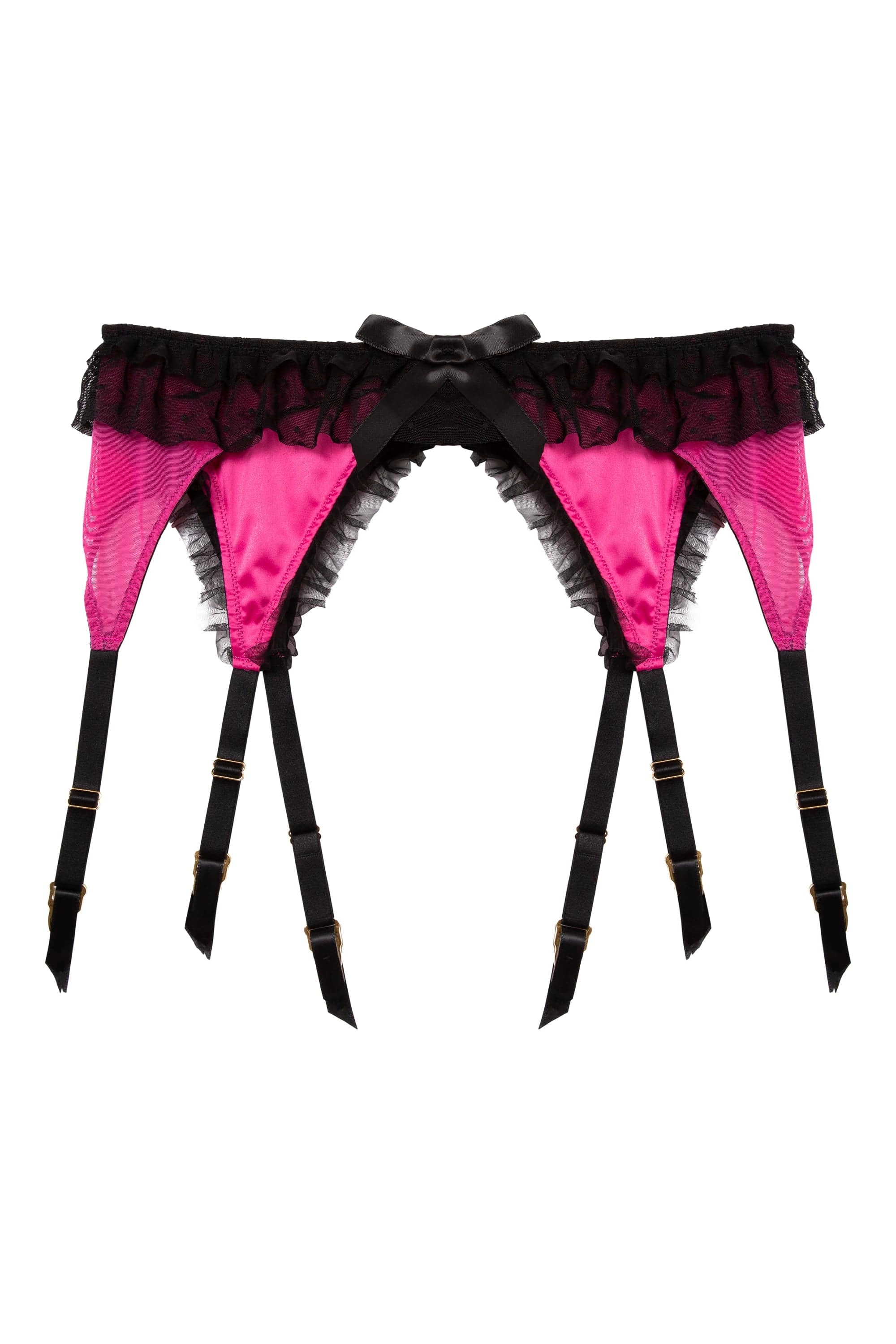 Inga Pink Ruffle Suspender Belt