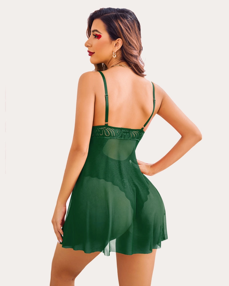 Lace Print Snap Crotch Teddy (DE Only)