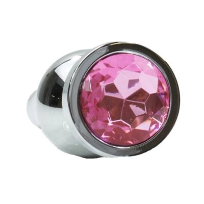 Metal Pleasure Play Large Pink Jewel Anal Probe