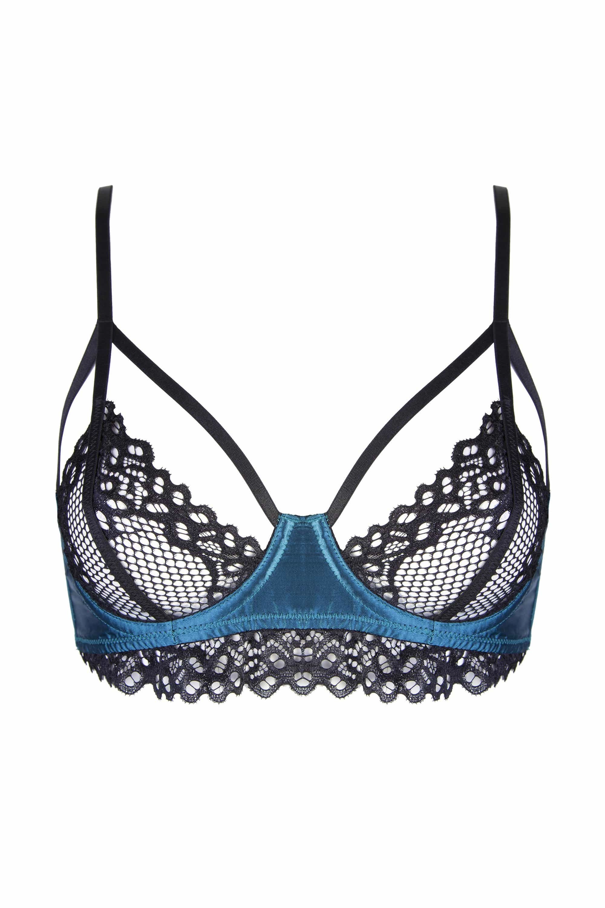 Peek & Beau Kay Teal and Black Lace Bra A - DD