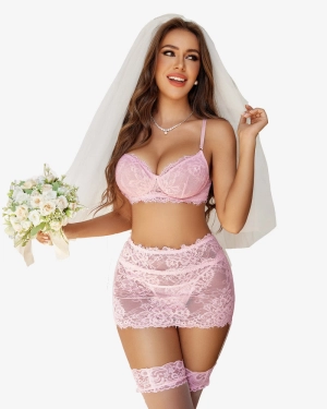 Piece Lace Garter Belt Lingerie Set With Mini Skirt