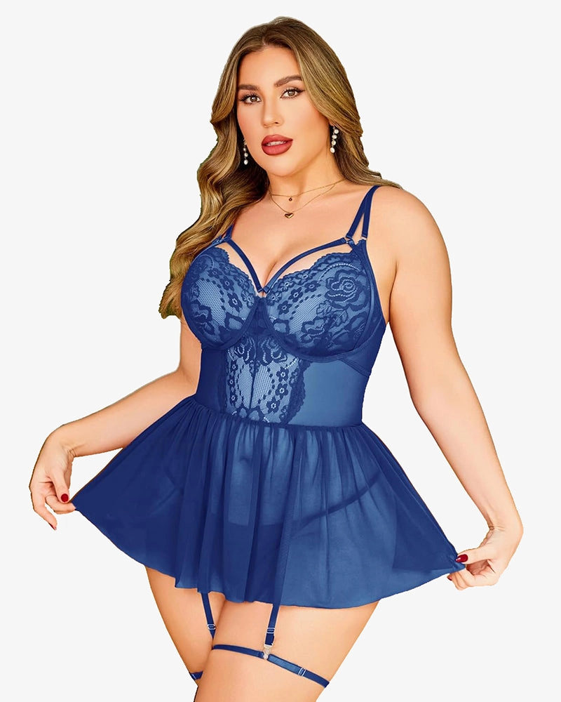 Plus Size Lace Babydoll Boudoir Nighty