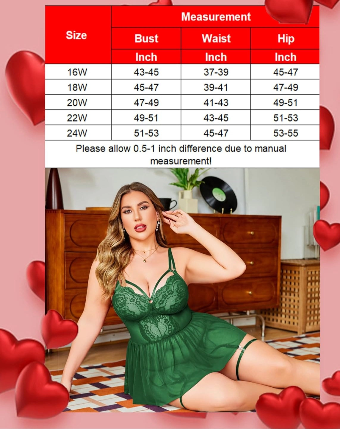 Plus Size Lace Babydoll Boudoir Nighty
