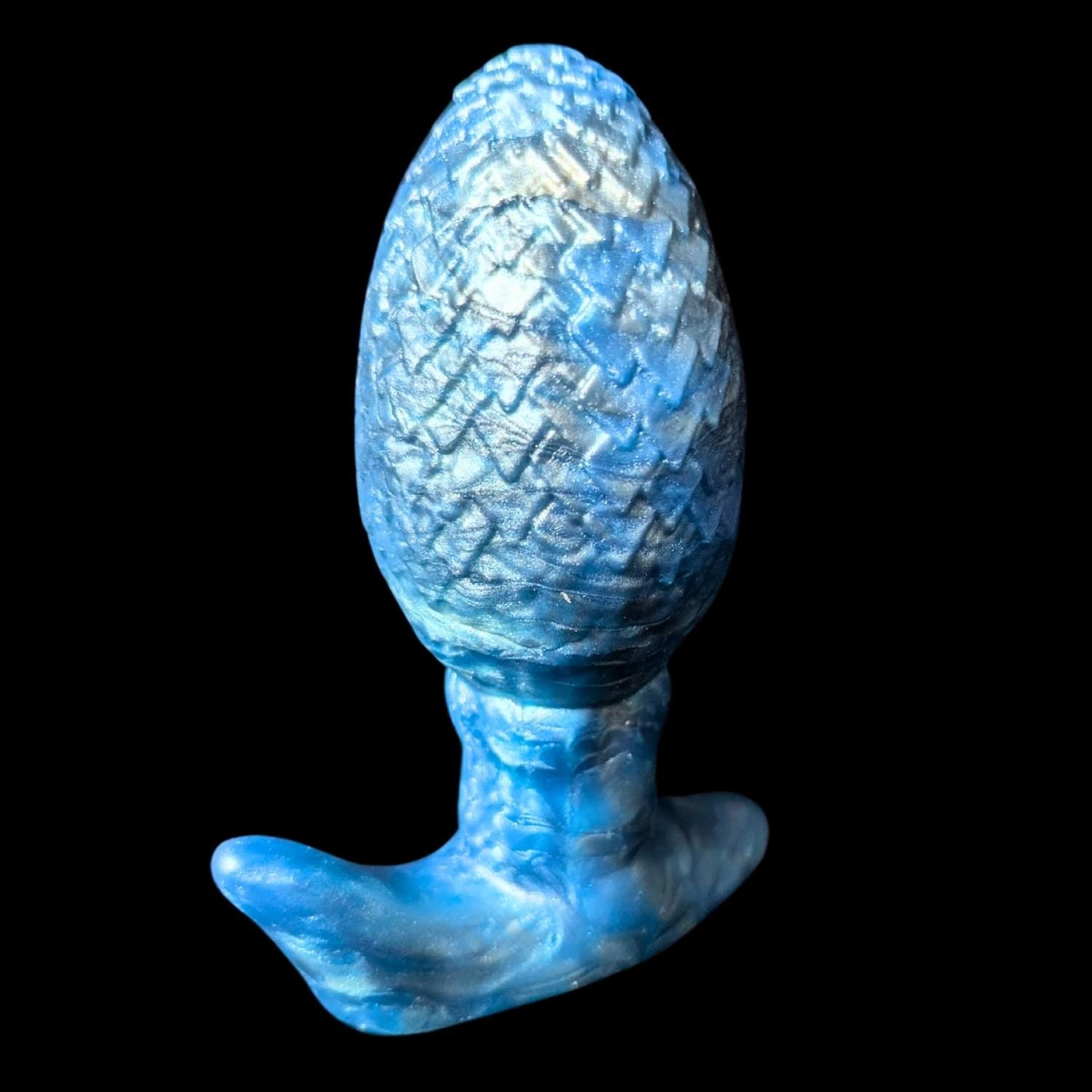 Premade Medium Uldred's Egg - Blend Ocean Blue, Metallic Silver, Sparkle White - Extra Firm Firmness