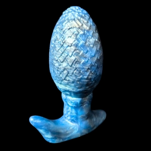 Premade Medium Uldred's Egg - Blend Ocean Blue, Metallic Silver, Sparkle White - Extra Firm Firmness