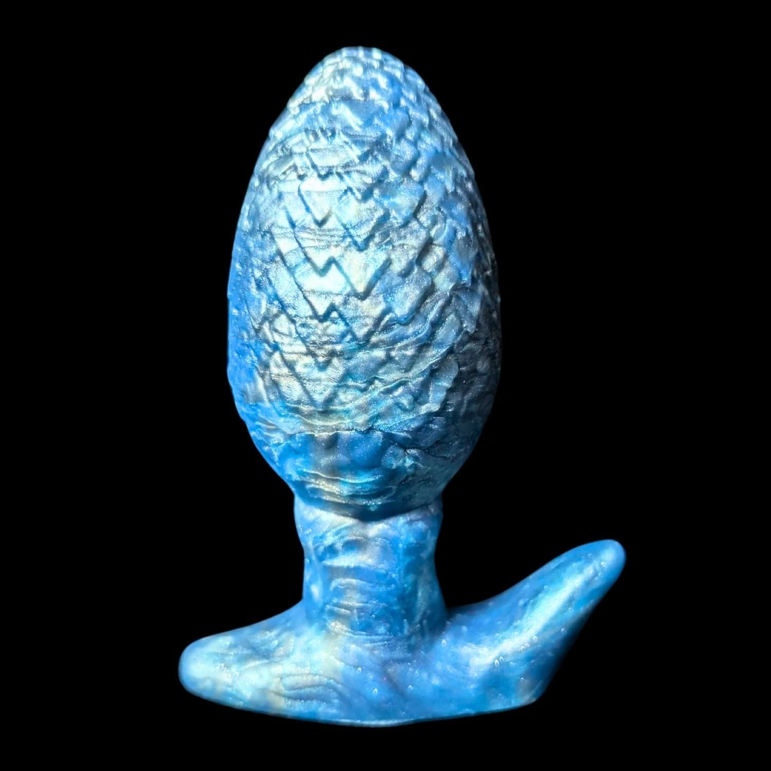 Premade Medium Uldred's Egg - Blend Ocean Blue, Metallic Silver, Sparkle White - Extra Firm Firmness