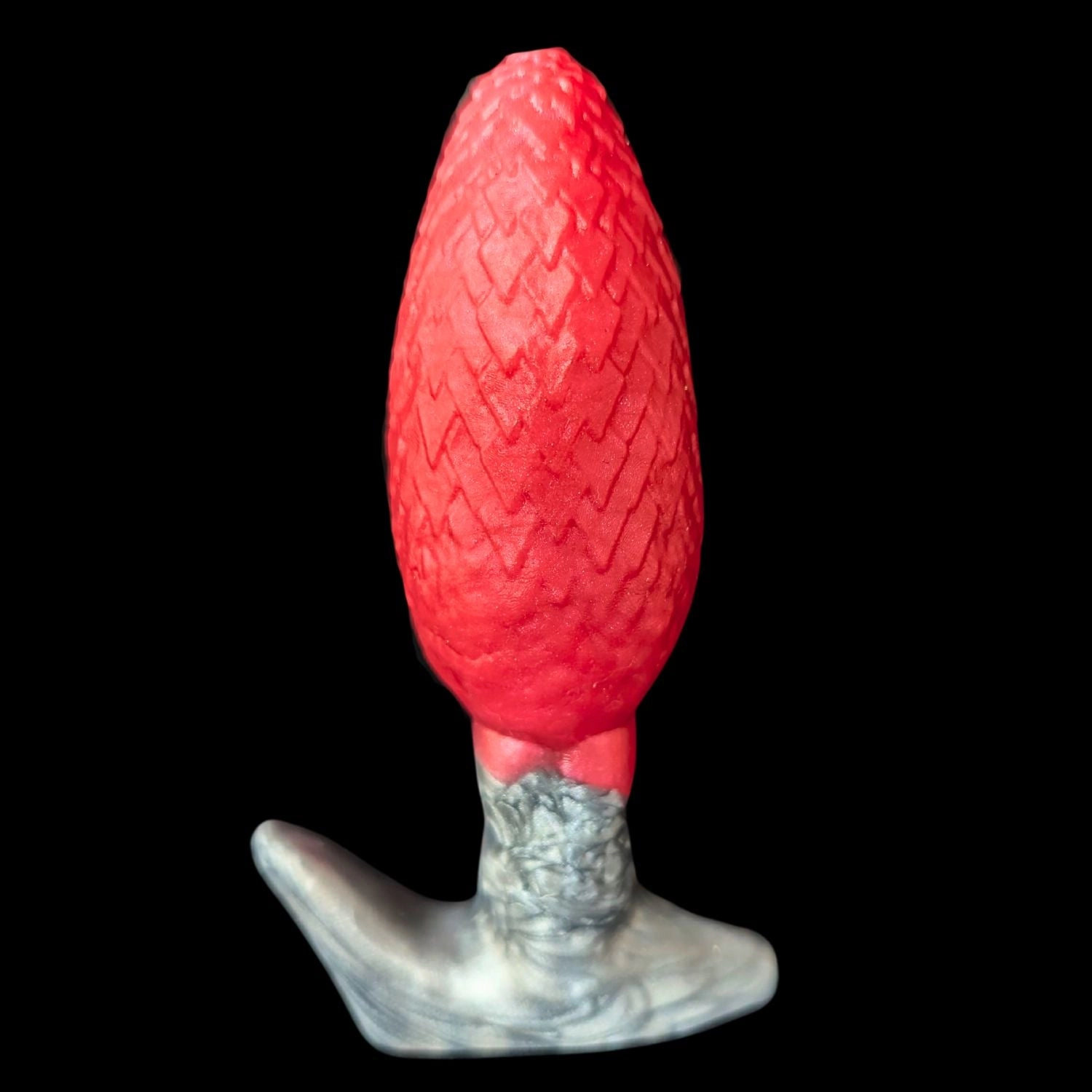 Premade Small Uldred's Egg - Split Metallic Silver and Fire Red - Classic Firmness