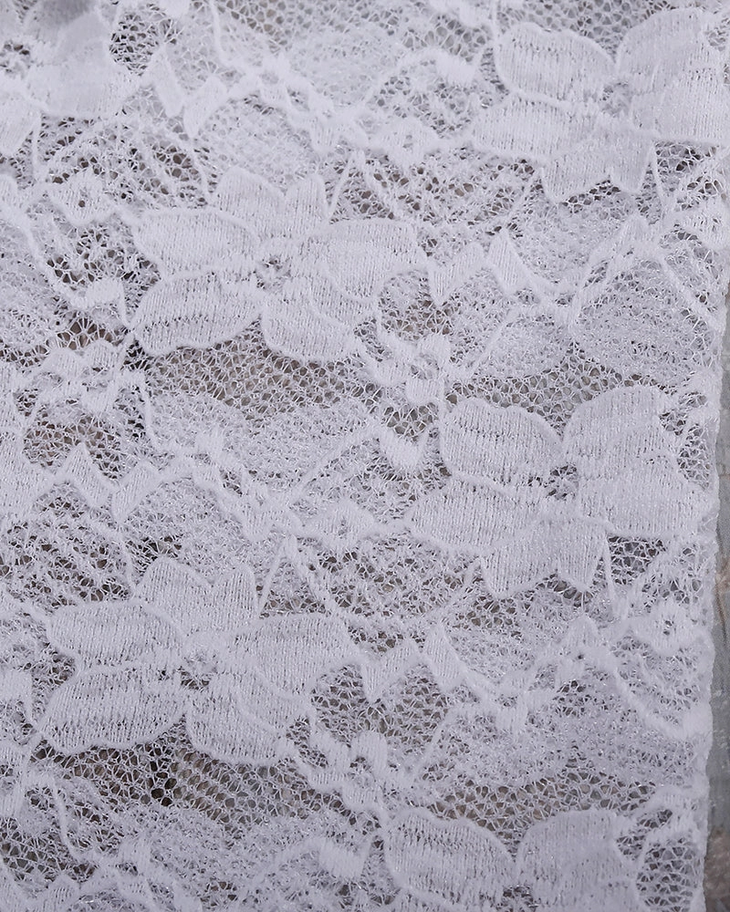 See-through Long Sleeve Lace Blouse Set