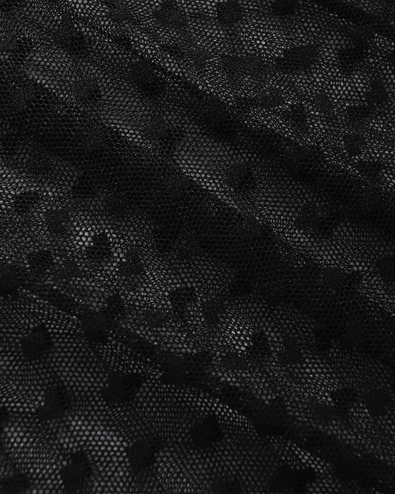 Sheer Heart Polka Dot Lace Long Dress