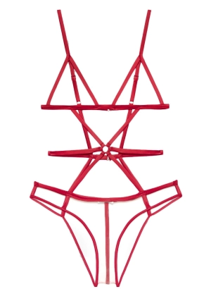 Strappy Bondage Bodysuit (Rouge)