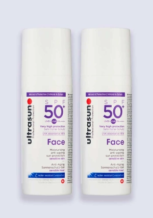 Ultrasun Face Anti-Ageing Formula Sun Protection SPF 50  50ml - 2 Pack Saver