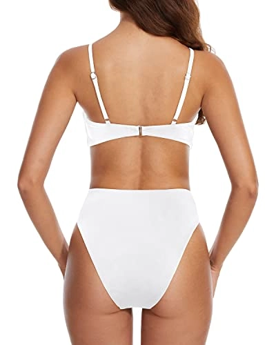 Women One Piece Mesh High Neck Halter Monokini Swimsuit-White
